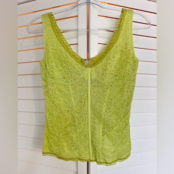 La Perla Vintage Lime Green Lace beaded Women Top - Picture 2 of 12